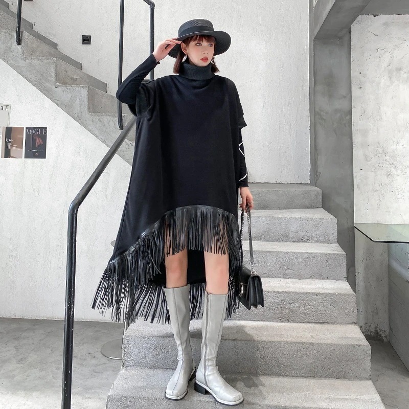 Hot!!!新作 おしゃれ カジュアル フリンジ セーター ゆったり 大きいサイズ セーター トップス アウター タートルネック ラウンドネックニット ベーシックニット