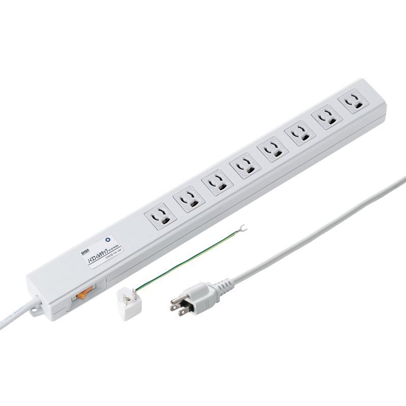 ノイズフィルタタップ 3P 8個口 2m TAP-3811NFSWN