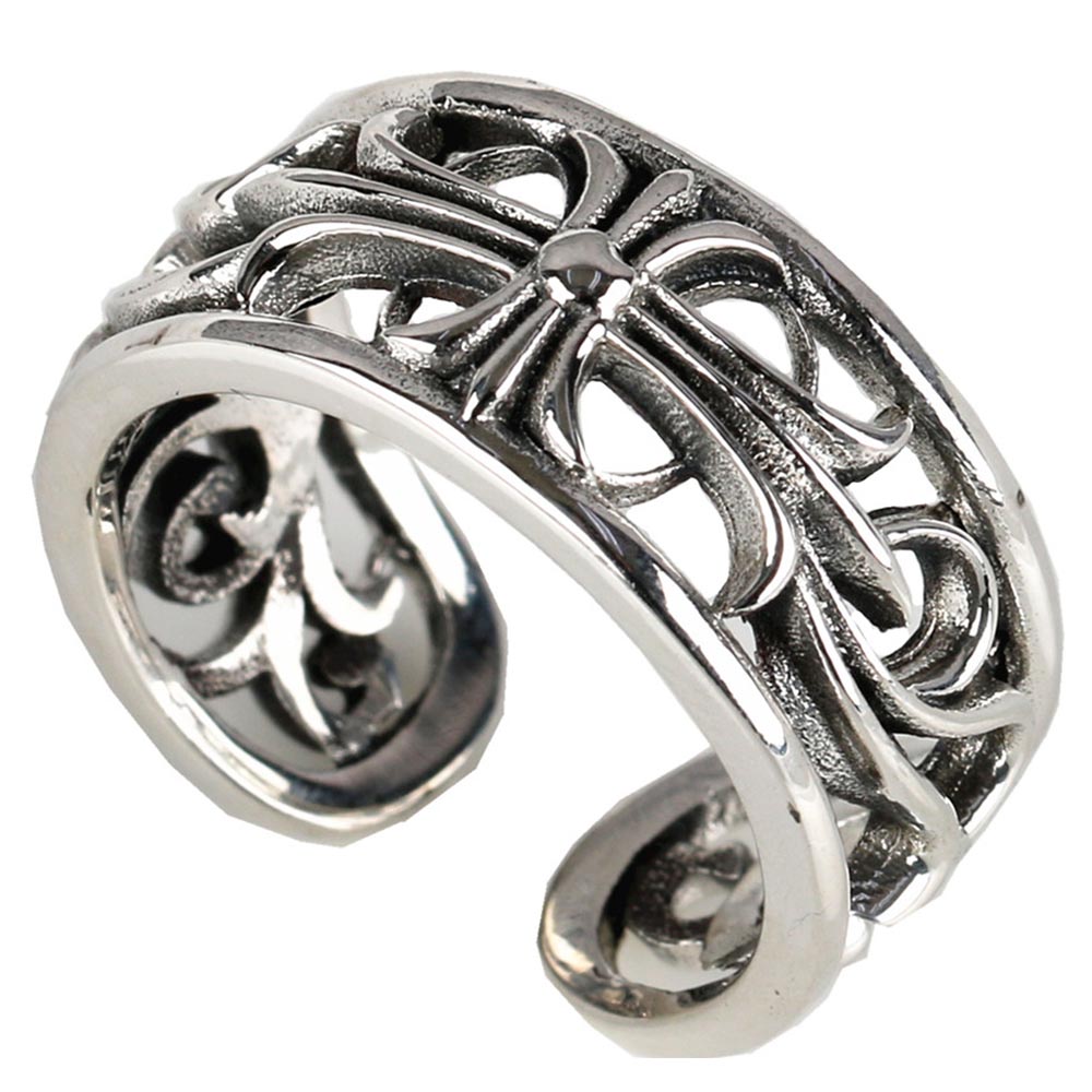 925 フローラルクロス透彫りリング [rs149]