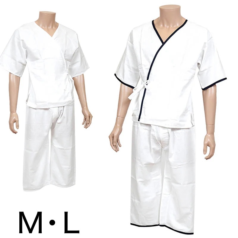 八重の下着本舗 紳士用 綿100％二重合わせガーゼ 打合せひも付き 和装アンサンブル (M・L)(YAE メンズ 男性用 礼装 浴衣 作務衣 着付け 和装下着 肌着 肌襦袢 はだじゅばん ラグラン袖