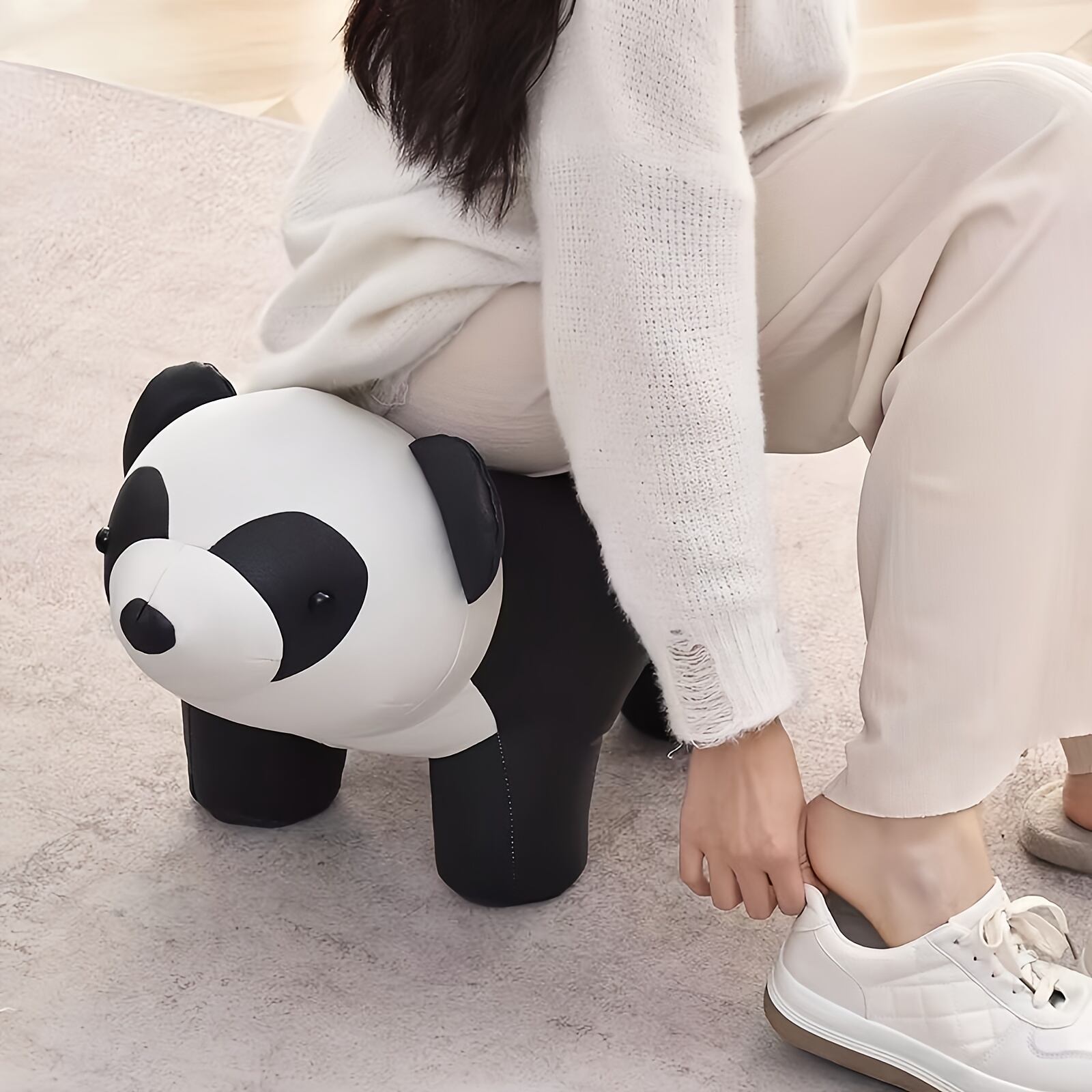 スツール パンダ おしゃれ かわいい インテリア オットマン フットベンチ 椅子 チェア 動物 アニマル 腰掛け テーブル ユニーク ポップ