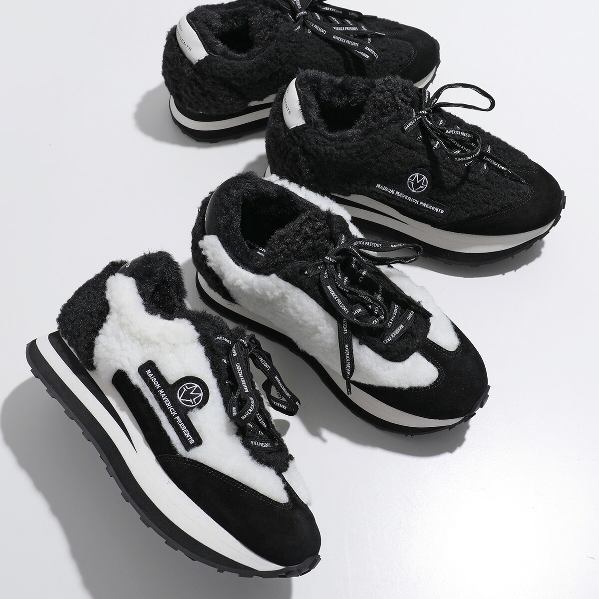 MAISON MAVERICK PRESENTS メゾン マーベリック スニーカー Furry Poodle Trad Sneakers MS2530 レディース ローカット フェイムートン ボア 靴