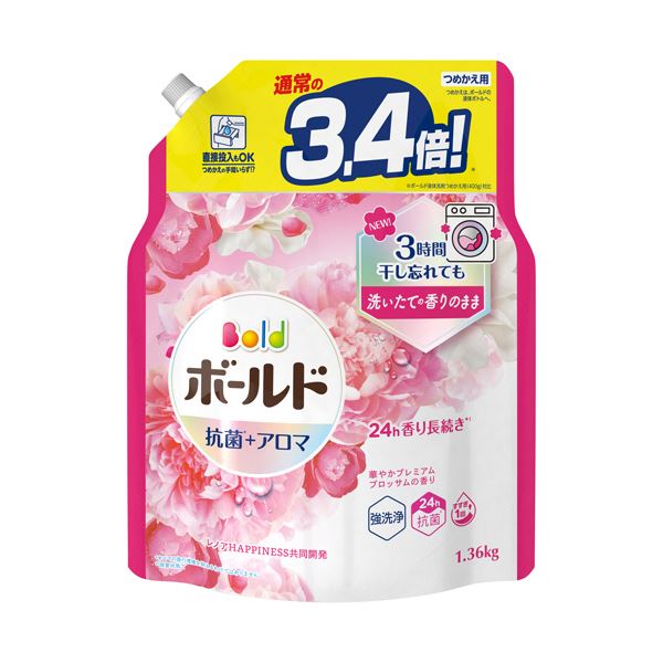 （まとめ） P＆Gボールドジェル 華やかプレミアムブロッサムの香り つめかえ用 超ジャンボサイズ 1.36kg 1パック [x5セット]