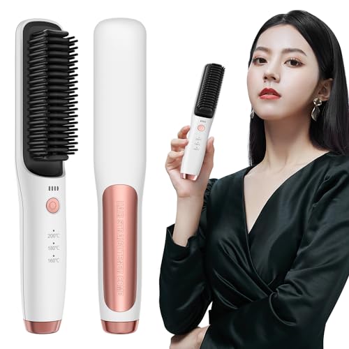 ストレートブラシ ヒートブラシ ヘアアイロンブラシ ヘアアイロン コードレス ストレート カール U