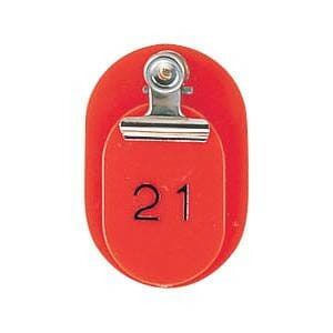 ORIONS　親子番号札（小判型）　番号（1-50）　大小2枚組（目玉クリップ付）　レッド　CT-1-1-R