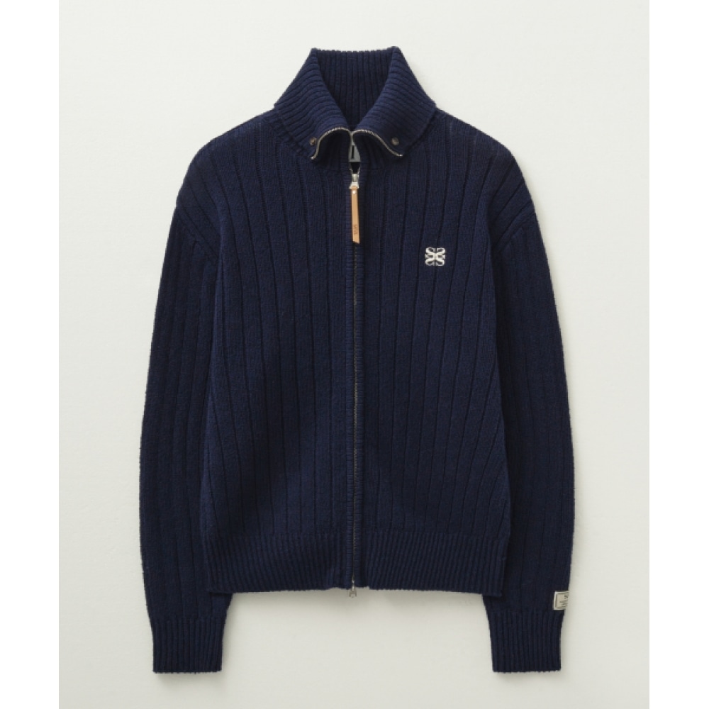 SATUR ファロブークルニットジップアップネイビー