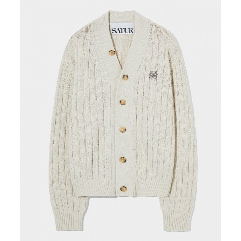 SATUR ファロオーバーサイズブークルカーディガンルーセントアイボリー