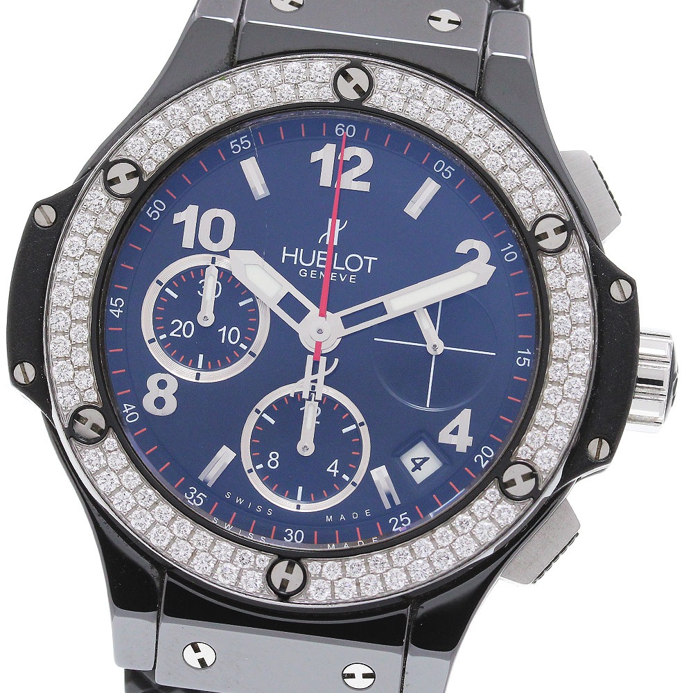 ベルト訳あり ウブロ HUBLOT 342.CV.130.RX.114 ビッグバン ブラックマジック ダイヤベゼル クロノグラフ 自動巻き メンズ 保証書付_860174【中古】