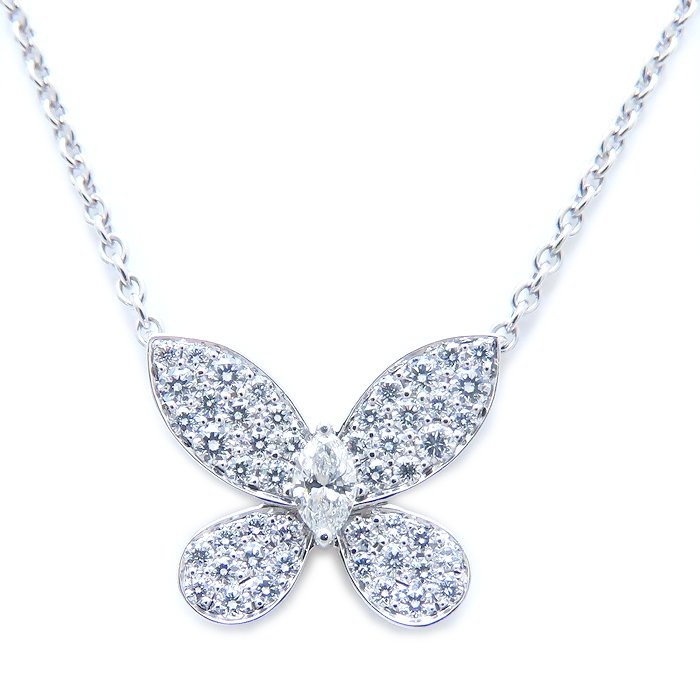 パヴェ バタフライ ダイヤモンド ミニ ネックレス RGP550 K18WG ホワイトゴールド/294045【中古】