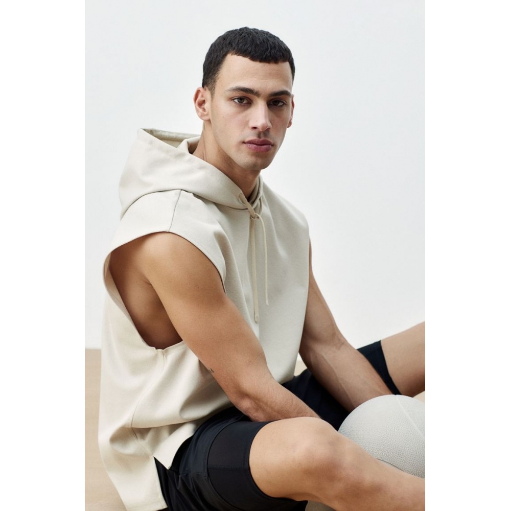 H&M ノースリーブスポーツパーカーレギュラーフィット DryMove ライトベージュ