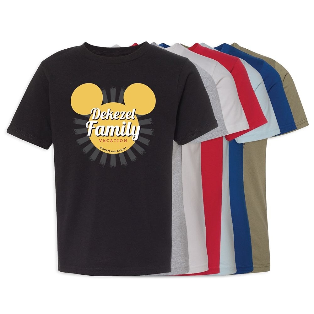 ディズニーキッズディズニーランドミッキーマウスサンバーストファミリーバケーションTシャツ カスタマイズ