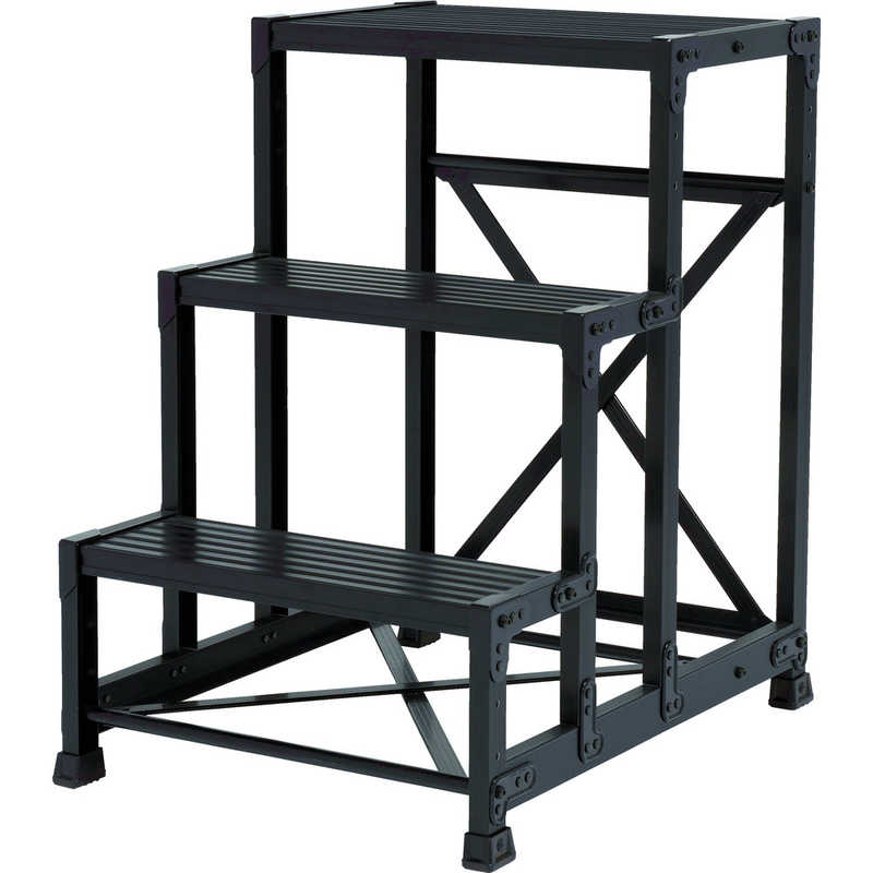 トラスコ中山　作業用踏台 アルミ製高強度タイプ 3段 ブラック　TSF-369-BK