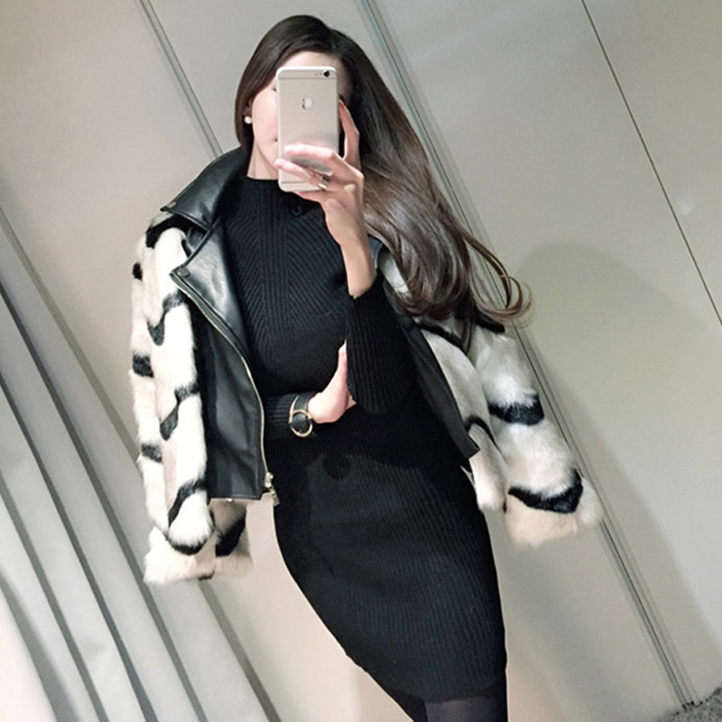 フェイクファーレザージャケット ライダースジャケット b356