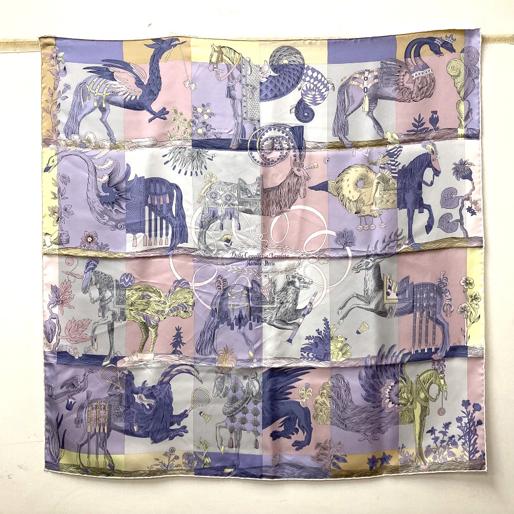 スカーフ カレ90 Della Cavalleria Favolosa デッラ カヴァッレリア ファヴォローサ シルク パープル