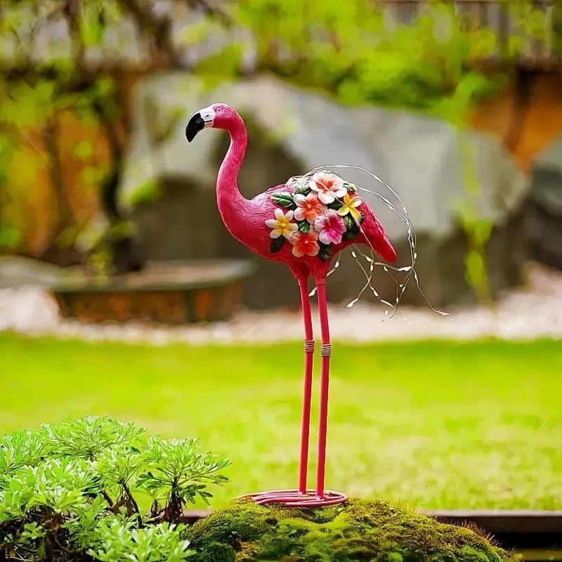 ガーデンライト 庭 屋外 置物 オブジェ フラミンゴ ピンク ガーデンオーナメント 照明 ソーラーライト ソーラー充電 太陽光 動物 アニマル かわいい おしゃれ