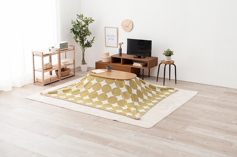 こたつテーブル コタツ 掛布団付き2点セット 折りたたみ かわいい ナチュラルモダン 楕円 ノルディック柄 おしゃれ 省電力200Wヒーター 幅90cm