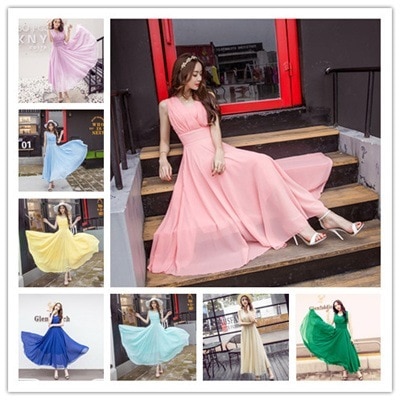 ビーチワンピース 大トレーン パーティー ドレス ワンピース結婚式 二次会 シフォンのワンピース 砂浜のスカート ロングドレス　ロングスカート ボヘミアのワンピース