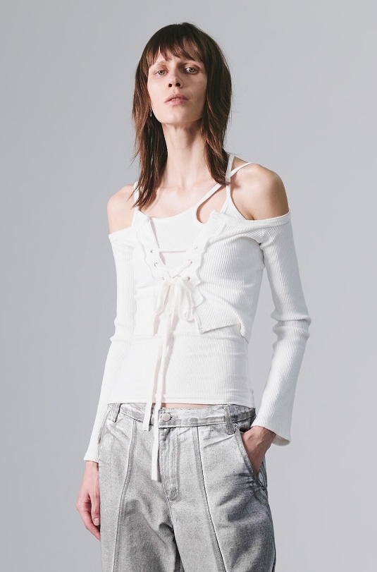 【NACHE】 2-PIECE BUSTIER CARDIGAN : WHITE