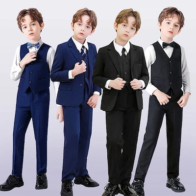 170 男の子フォーマルベストセット　キッズ　子供用　七五三　ジャケットズボン 半袖ベストスーツ 140 150 160 170cm (2431-5606) CHOPINblue⁄ショパン