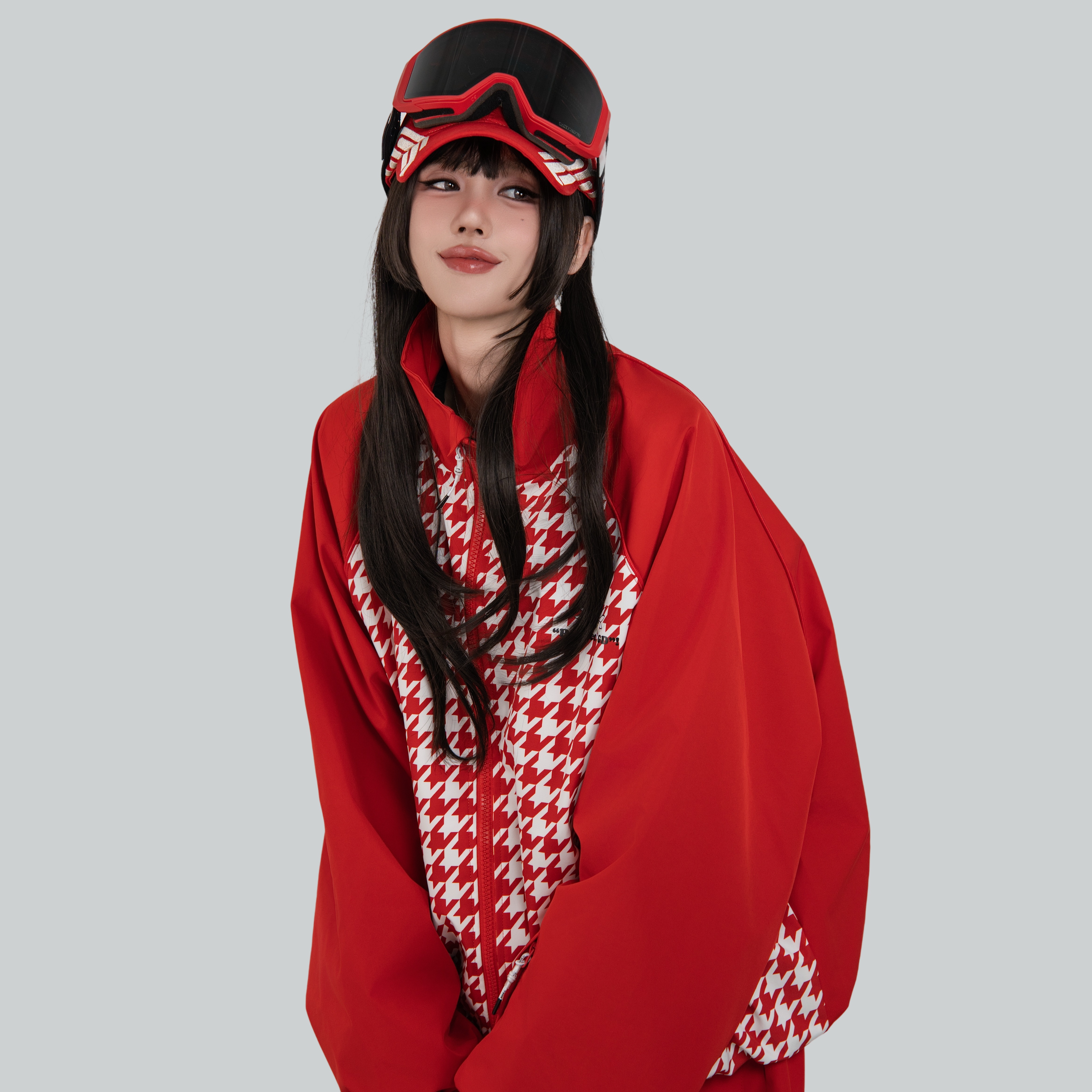 ウィンタースポーツ 2025 2026 チェック柄 レッド スノーボードウェア メンズ レディース スキーウェア スノボウェア コート スキー