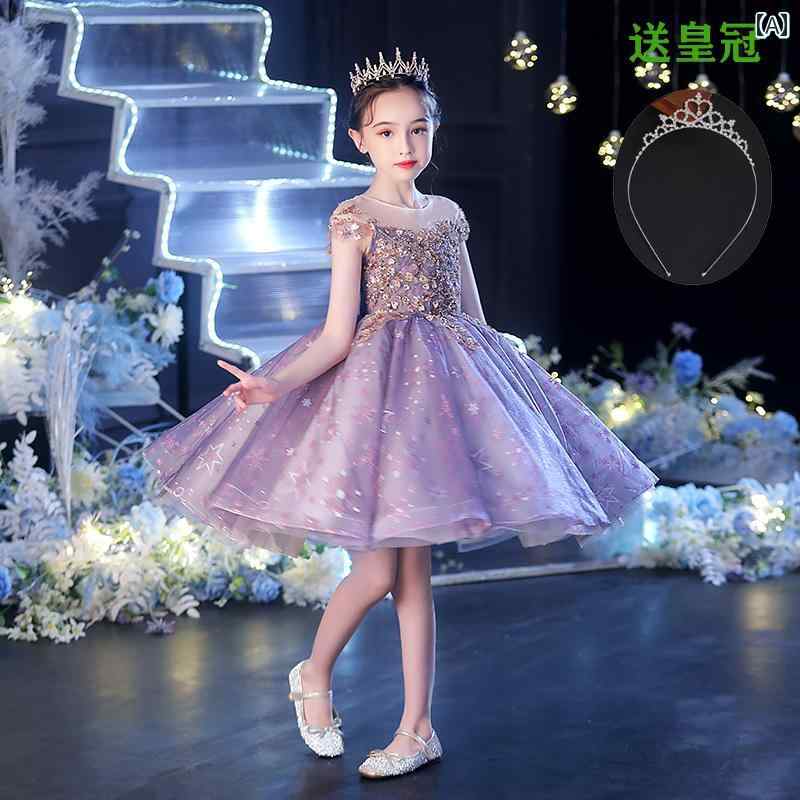 キッズ パーティードレス ジュニア ファッション 女の子 子供服 ガール 豪華感 かわいい プリンセス フラワーガール イベント 結婚式 誕生会 衣装 発表会
