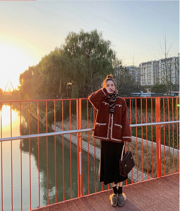 アウター もこもこ レディース 新作 ラムウールレディース厚みのあるショートスタイル 人工毛皮 エコレザー