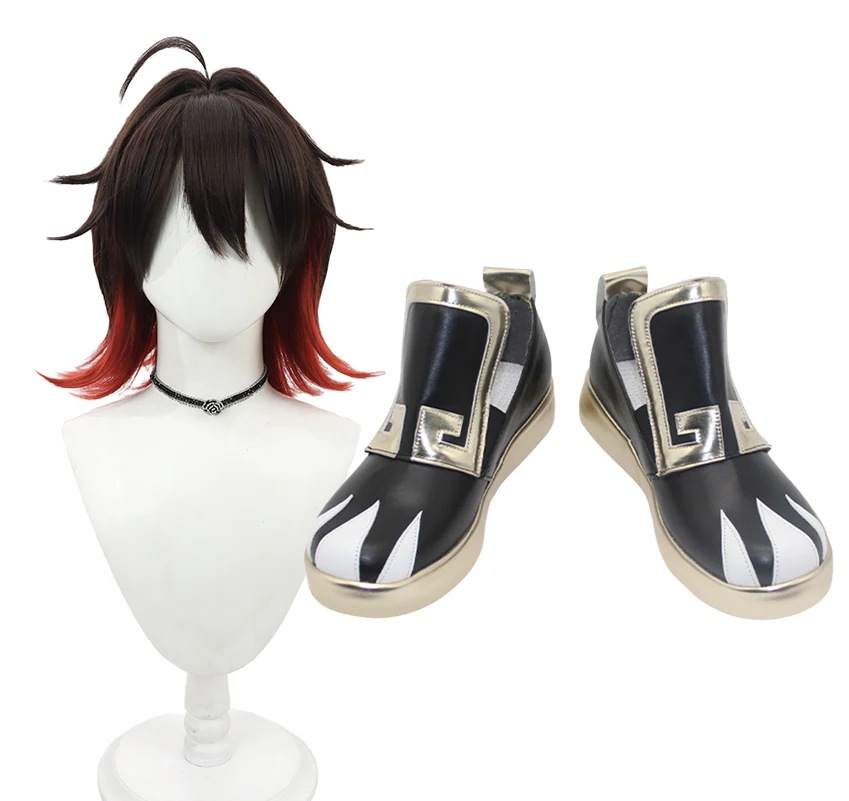 コスプレ靴 原神 嘉明 ガミン ウィッグ付き 変装用 下駄 シューズ 長靴 コスプレ クリスマス ハロウィン