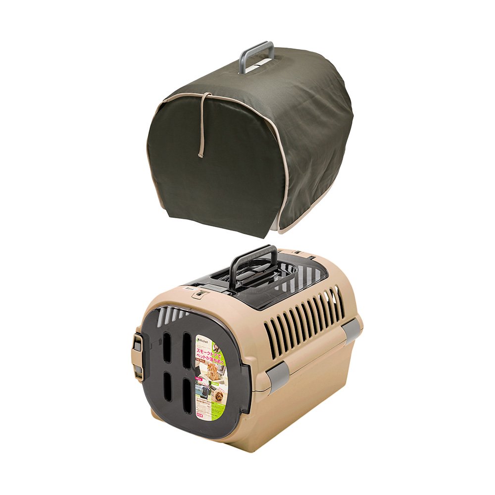 リッチェル　キャンピングキャリー　ファイン　ダブルドア　Ｍ　茶　専用カバー付き　ＣＲＣ40―67―15―10―00