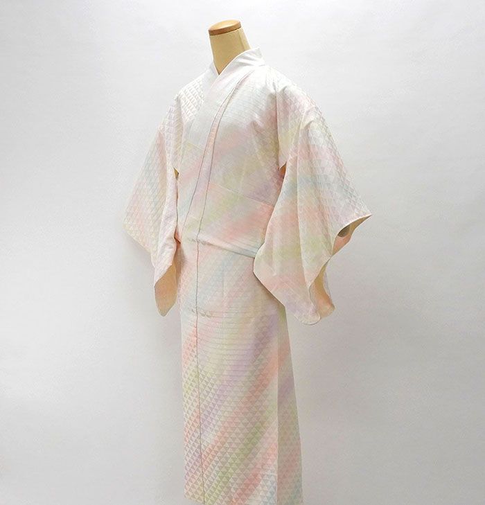 長襦袢 正絹 斜段ぼかし模様 身丈128.5cm 裄丈63.5cm リサイクル 着物 中古 i4044