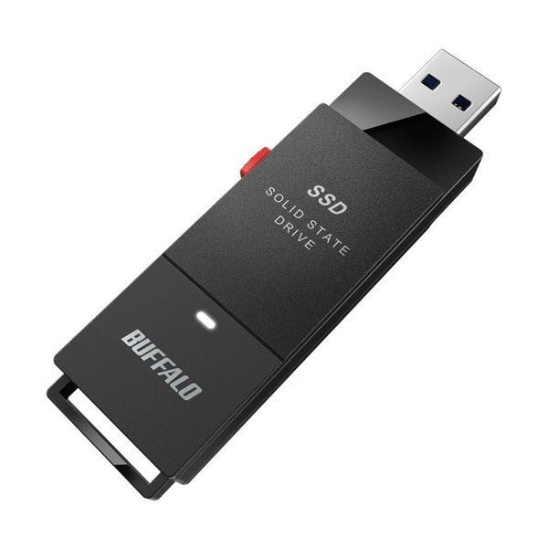 （まとめ）バッファロー USB3.2（Gen1）ポータブルSSD スティック型 1TB ブラック SSD-PUT1.0U3-BKC 1台[x3セット]
