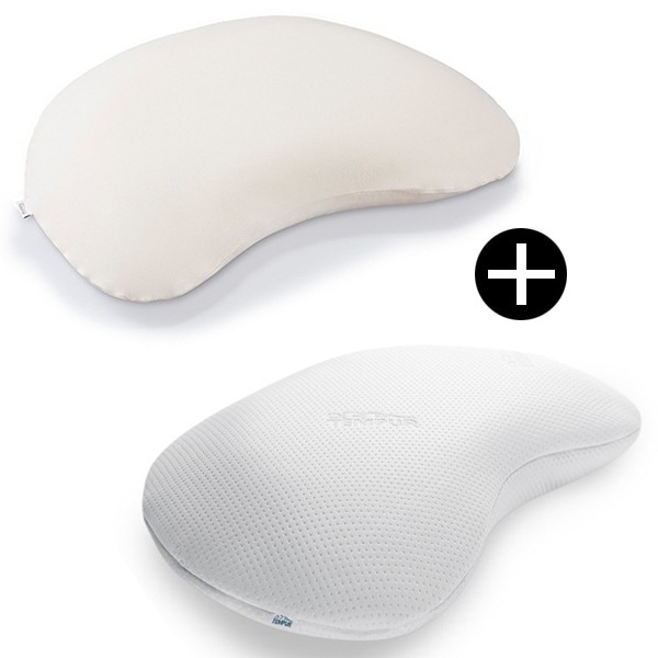 ソナタピローM ホワイト テンピュール 枕 まくら マクラ 【3年保証】 + スムースピロケース ソナタ用 ベージュ セット