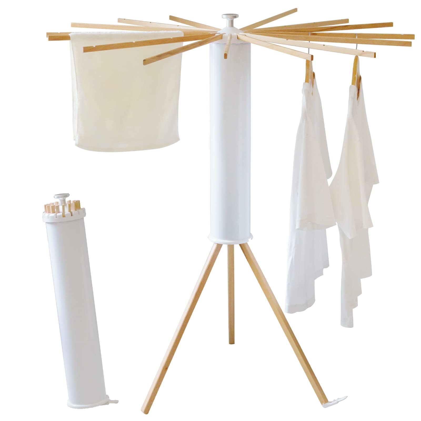 室内物干し 物干しスタンド 折りたたみ収納 物干しラック 洗濯物干し dura-dry 布団干し 部屋干し 多機能ベランダ 組立て不要 省スペース 16本ブナ材物干し竿 幅約110×奥行約110×高さ