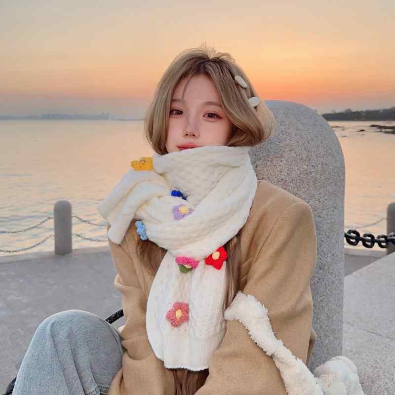 レディース ファッション 秋冬 ニット スカーフ マフラー 女性 韓国 ネックウォーマー かわいい