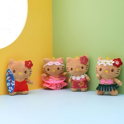 新品タグ付　ハワイ　日焼けキティちゃん　ハローキティ ぬいぐるみ 5点　中サイズ 新品タグ付 ハワイ 日焼けキティちゃん ハローキティ ぬいぐるみ