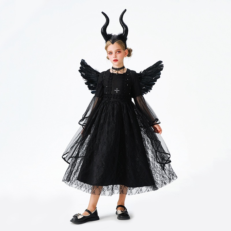 ハロウィン子供用コスチューム 天使 プリンセスドレス マレフィセント 魔女 吸血鬼 エルフ 子供服 パフォーマンスコスチューム