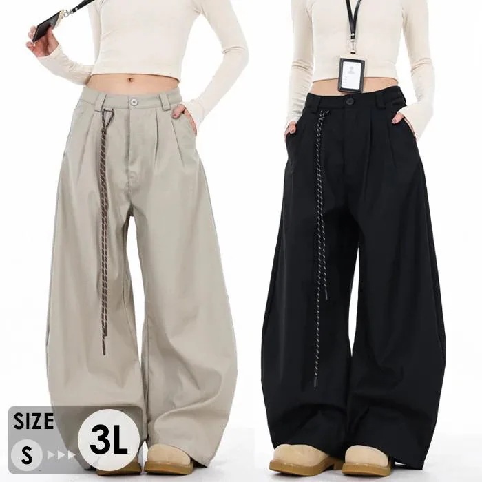 バレルパンツ レディース ワイドパンツ 黒 コットン風 春夏 カジュアル ゆったり ハイウエスト 韓国風 おしゃれ 体型カバー バレルレッグパンツ レディース ファション