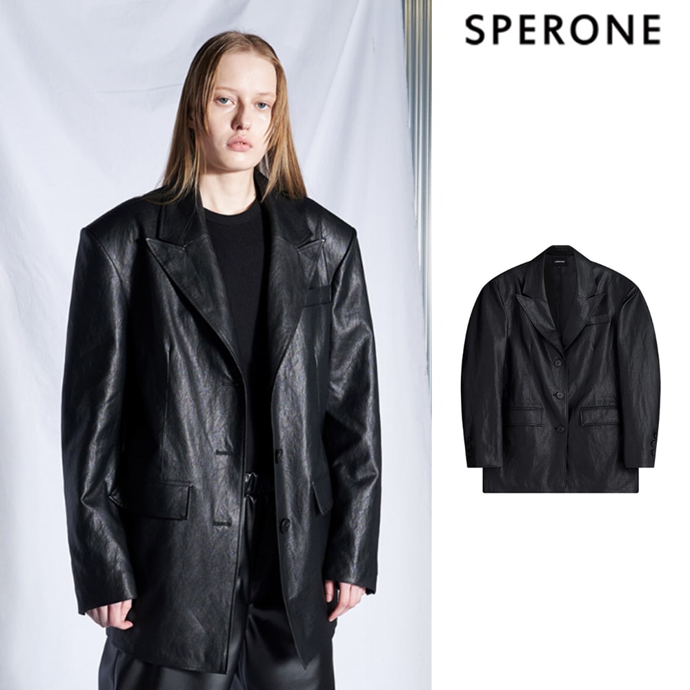 [SPERONE] Over Cracked Leather Blazerライダースジャケット