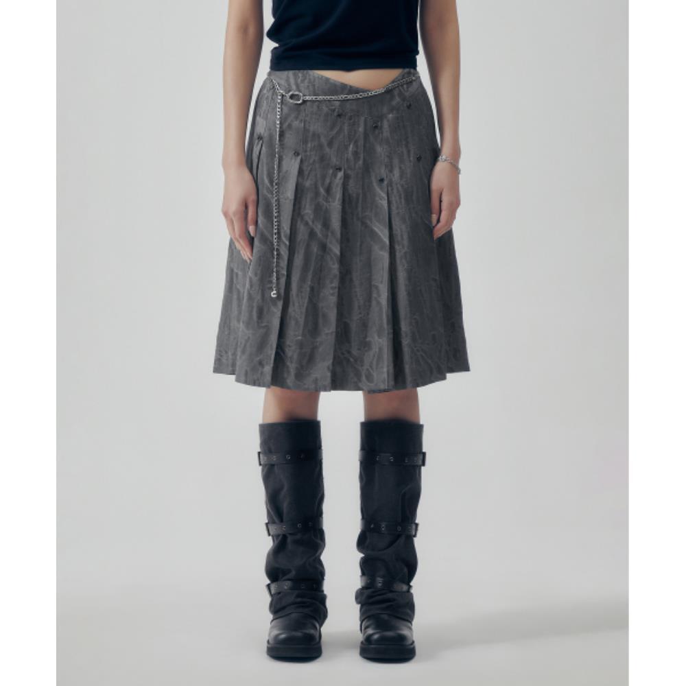 TREEMINGBIRD Marble Rivet Pleated Skirt Gray TM2535SK0