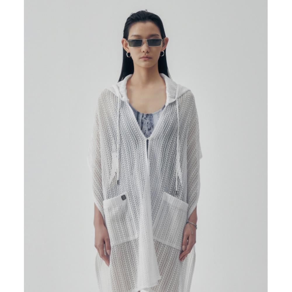 TREEMINGBIRD Lace Coverup Hoodie White TM2535PO001MWH