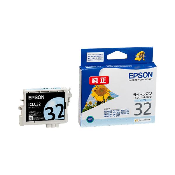 （まとめ） エプソン EPSON インクカートリッジ ライトシアン ICLC32 1個 (×4セット)