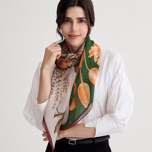 AK原州店 ウールシルクスクエアスカーフ(WJ)FKI017I