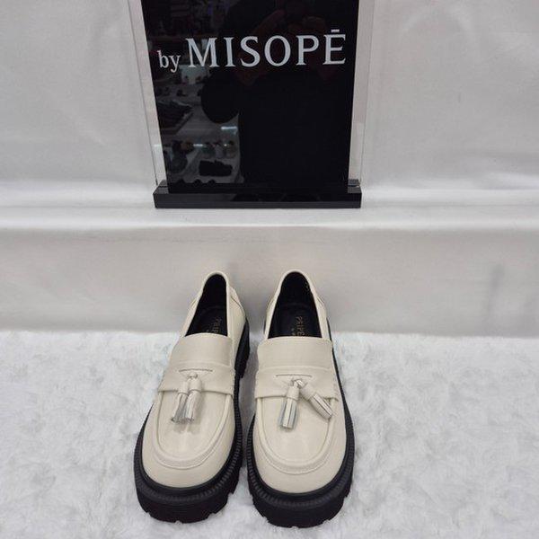 By 女性 チャンキーソール タッセル ローファー 112HT419SP008 IVORY 3 JJ