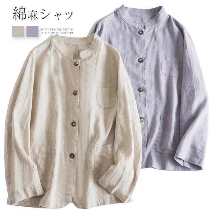 ブラウスシャツ綿麻風レディース涼しいゆったり体型カバートップスレディースファッション30%までに制限