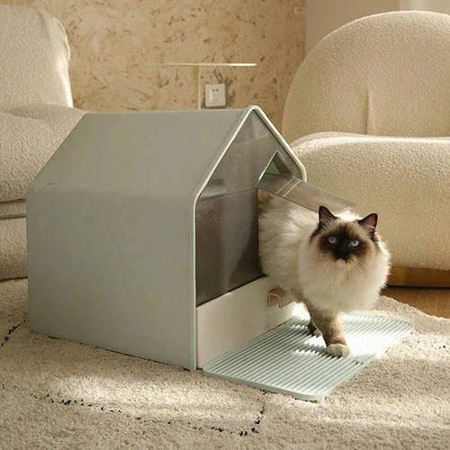 U猫 トイレ キャットトイレ ホウスタイプ house マットなし 散らかりにくいネコトイレ 本体 フルカバー 猫トイレ お掃除簡単 飛び散りにくい 大型猫 スコップ付き シンプル ペットトイレ おし