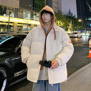 秋冬の綿入れ男性のゆったりとしたカジュアル休暇2連帽男性のコート港の厚手のカップルの上着