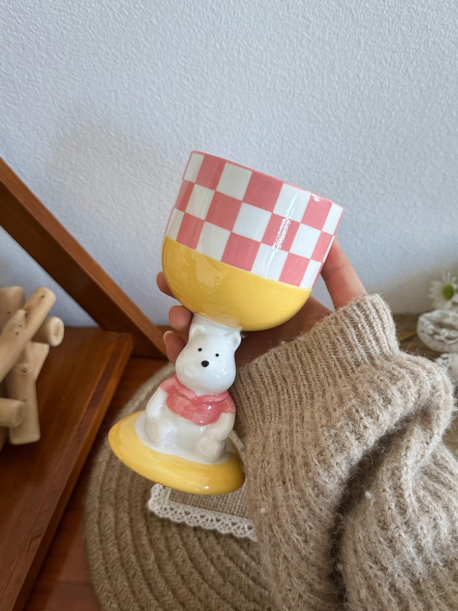 女の子への誕生日プレゼント手作りの陶器製ハイフットグラスかわいいお土産美しいカップ癒やし系