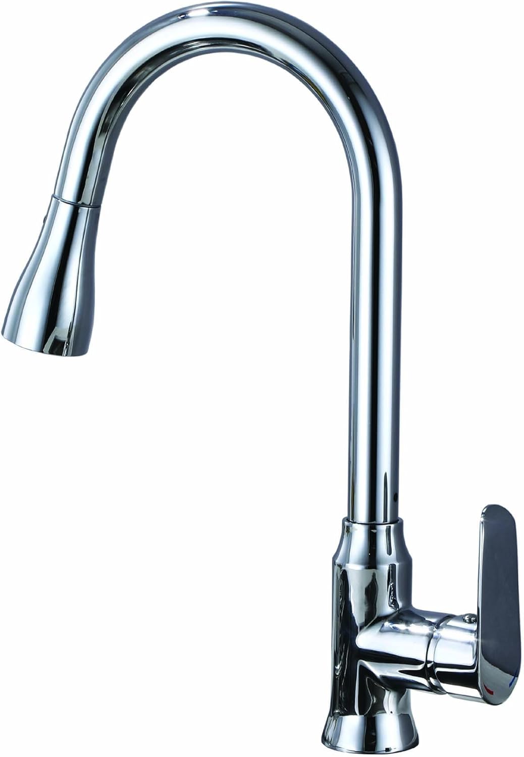 NURISI キッチン引き出し式混合栓 ホース引き出し式節水型ハンドシャワー付シングルホールスプレー混合栓 (ZC-002, クロムメッキ)