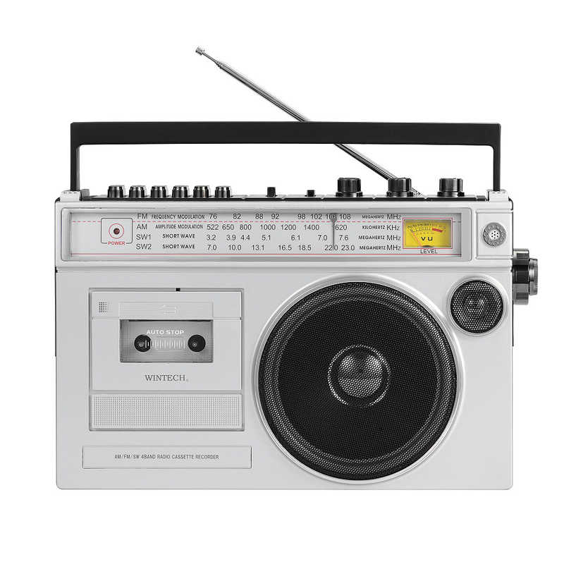 WINTECH　大型モノラルラジカセ ［ワイドFM対応 / Bluetooth対応］ シルバー　SCT-MB300