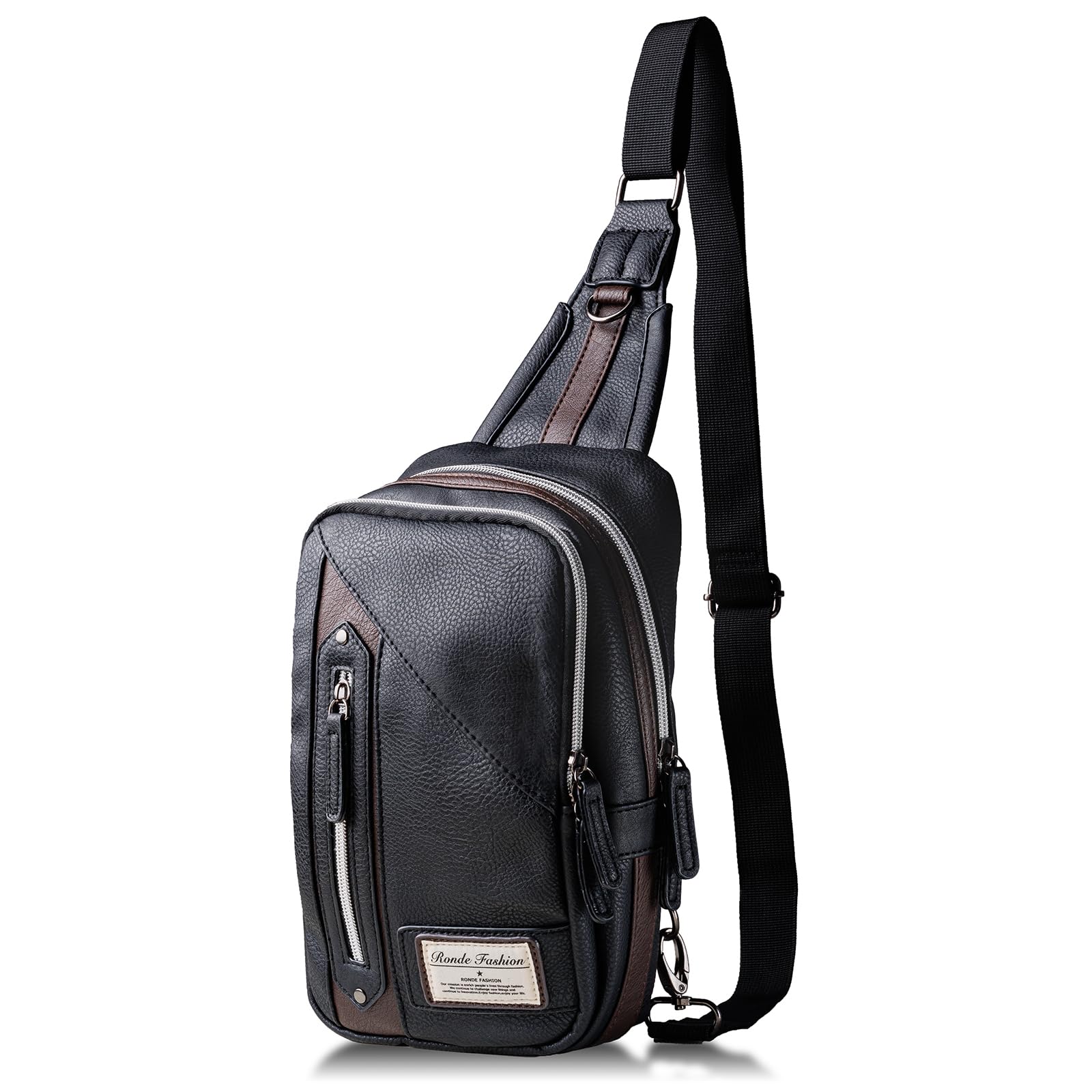 [RONDE] 斜め掛け ボディバッグ【レザーX 背面メッシュ】ショルダーバッグ ボディーバッグ ワンショルダー 大容量 斜めがけバッグ スポーツバッグ メンズ