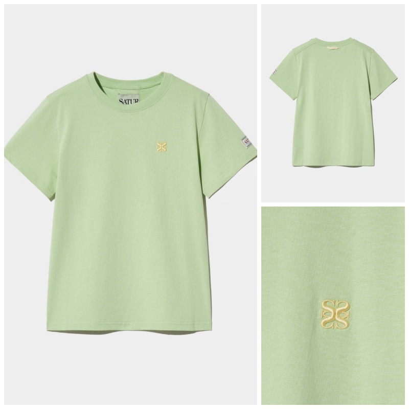 【SATUR】(W) CLASSIC SMALL LOGO T-SHIRT : OLIVE MINT
